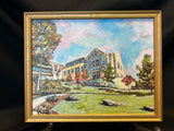 The Heights School Main Building in Autumn - Oil Painting on Canvas with Wood Frame