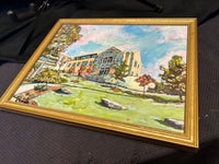 The Heights School Main Building in Autumn - Oil Painting on Canvas with Wood Frame