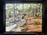 SOLD!! The Heights Valley & Old Log Cabin - Oil Painting on Canvas with Wood Frame