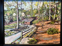 SOLD!! The Heights Valley & Old Log Cabin - Oil Painting on Canvas with Wood Frame