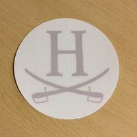 Window cling - Round H with crossed swords